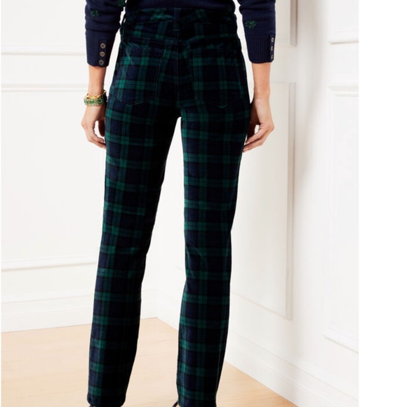 Talbots | Straight Leg Velveteen Pants - Black Watch Tartan - Picture 3 of 11